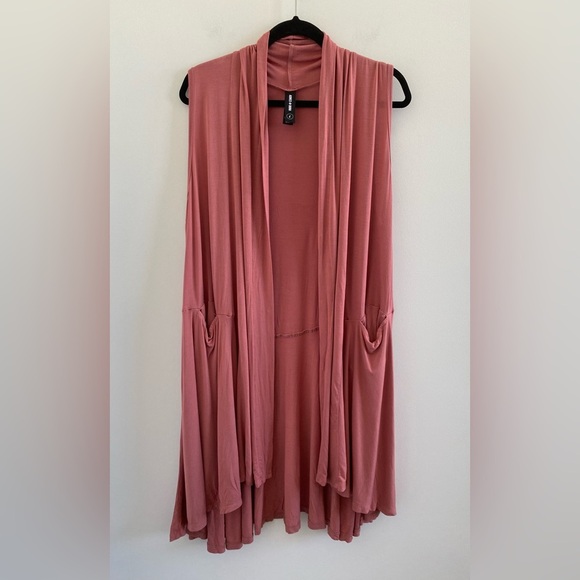 Agnes & Dora Mauve Sleeveless Cascade Vest Duster Lagenlook Cardigan Size Large - Picture 2 of 11